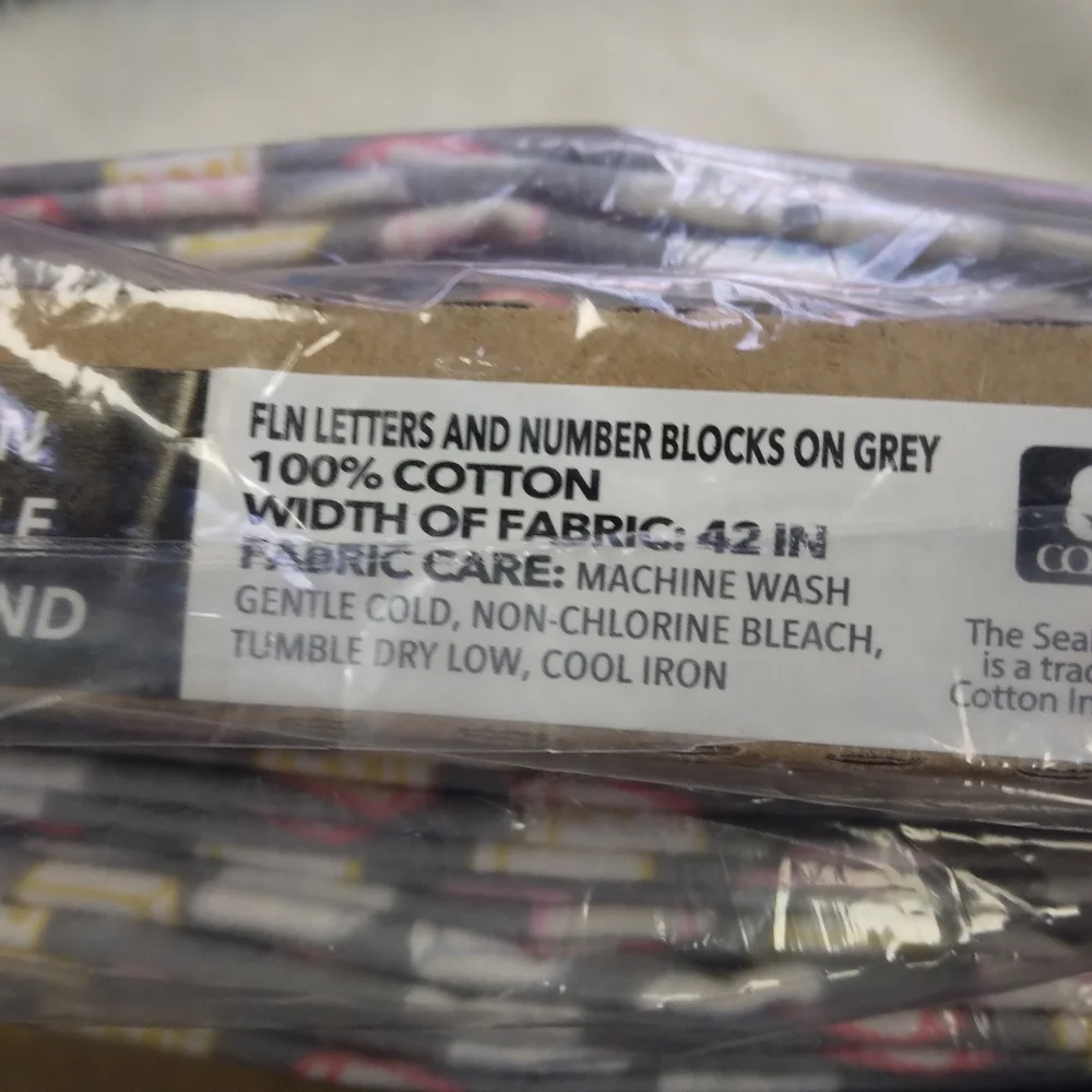 FABRIC Flannel Letters & Numbers Gray, , 100% Cotton Flannel, 8 Yard Sealed Bolt